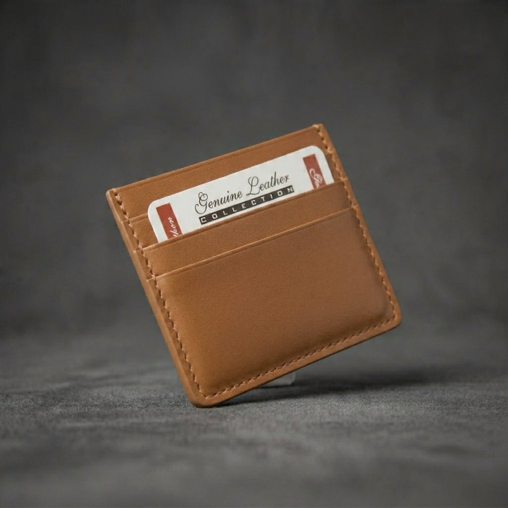 Premium Brown Leather Card Holder – Slim Minimalist Wallet for Everyday Carry