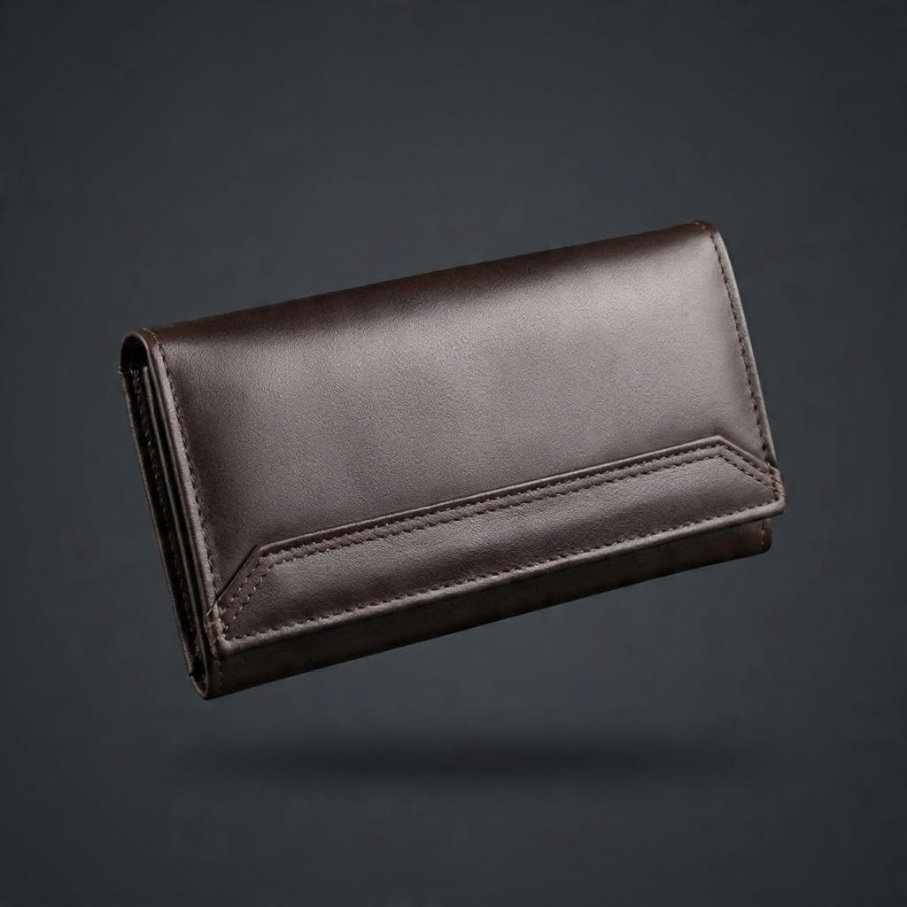 Genuine Leather Long Wallet for Men – Premium Bifold Design