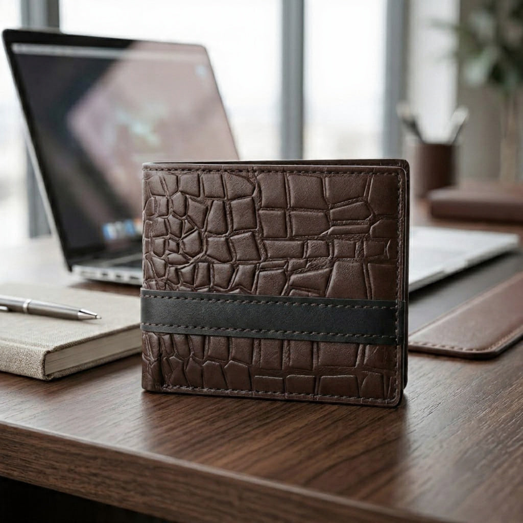 Textured Brown Leather Wallet – Premium Bifold Everyday Carry Wallet