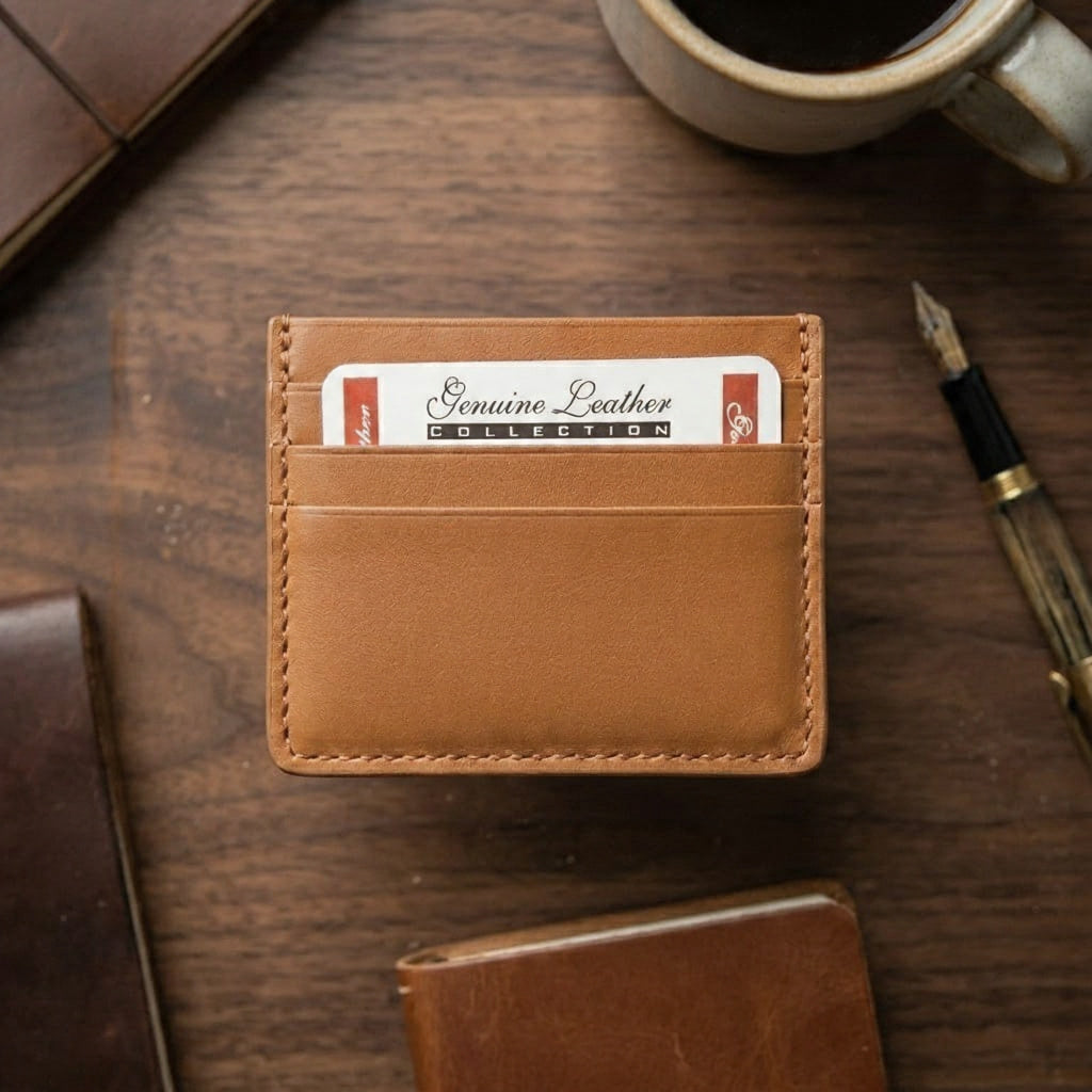 Premium Brown Leather Card Holder – Slim Minimalist Wallet for Everyday Carry