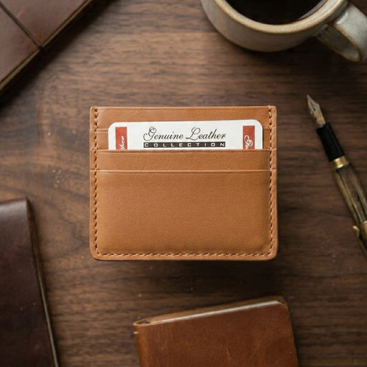 Premium Brown Leather Card Holder – Slim Minimalist Wallet for Everyday Carry