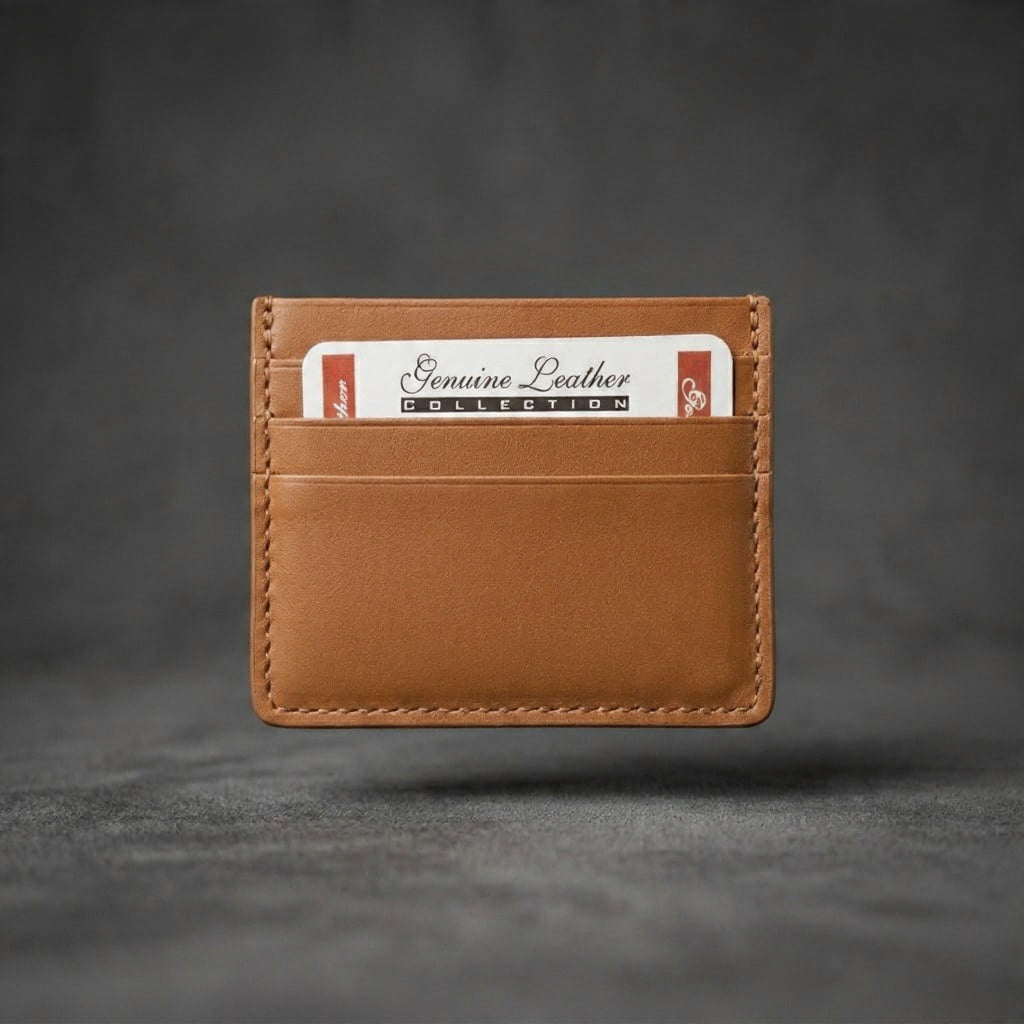 Premium Brown Leather Card Holder – Slim Minimalist Wallet for Everyday Carry