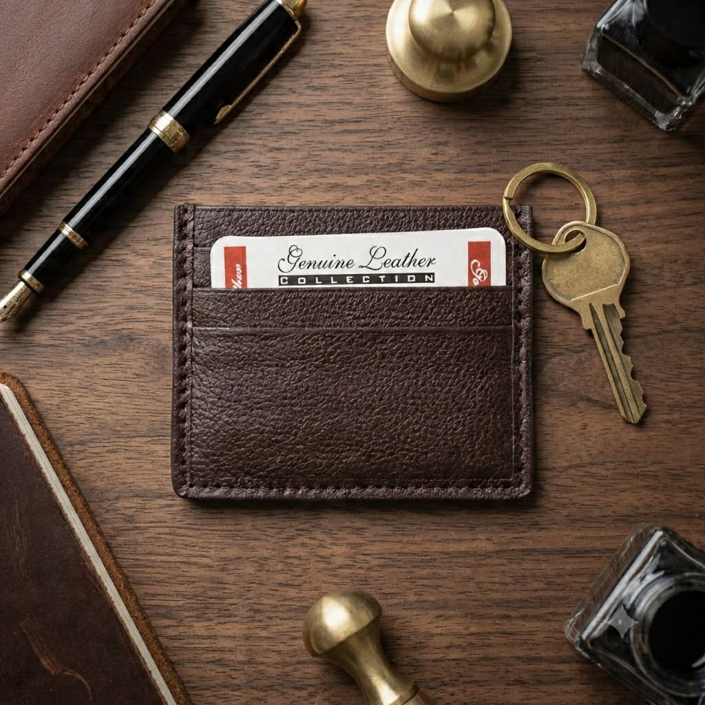 Premium Brown Leather Card Holder – Slim Minimalist Wallet for Everyday Carry