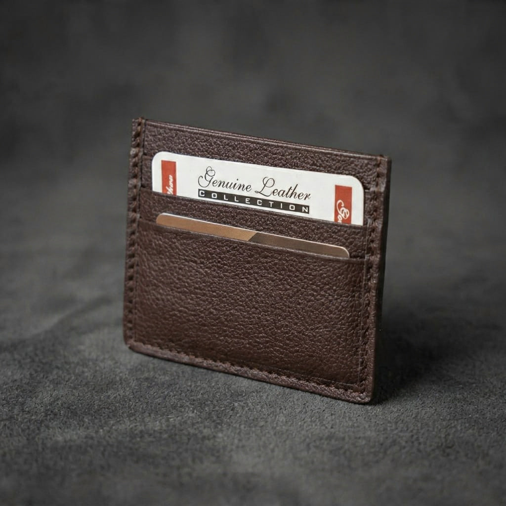 Premium Brown Leather Card Holder – Slim Minimalist Wallet for Everyday Carry