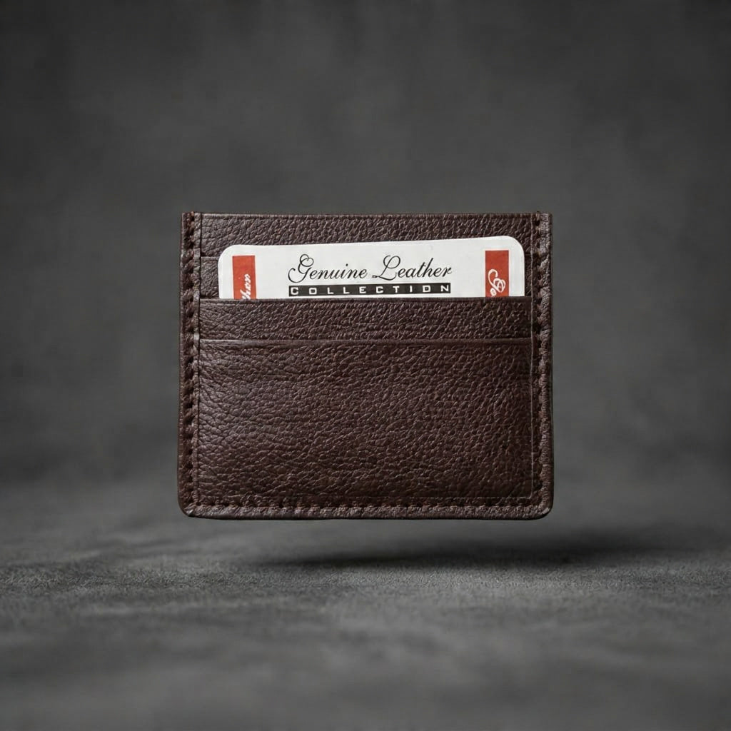 Premium Brown Leather Card Holder – Slim Minimalist Wallet for Everyday Carry