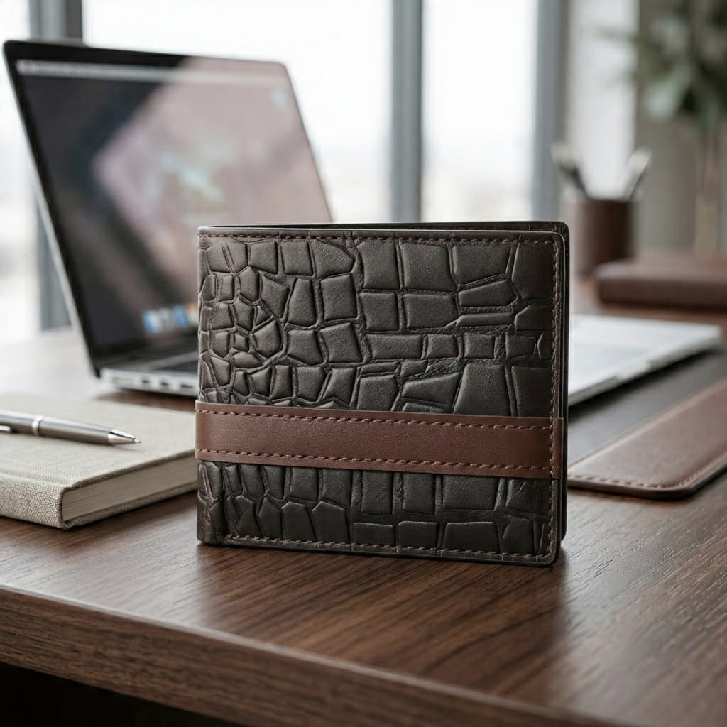 Textured Brown Leather Wallet – Premium Bifold Everyday Carry Wallet