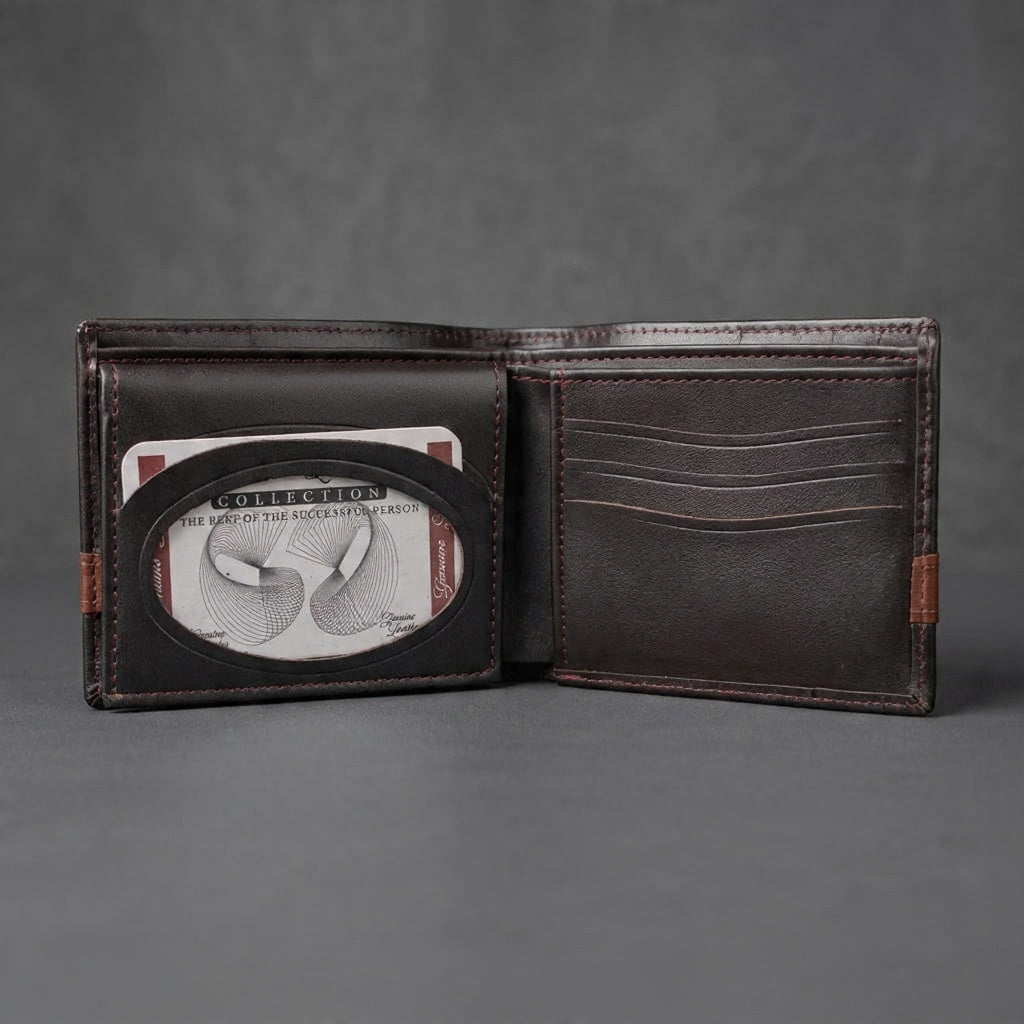 Textured Brown Leather Wallet – Premium Bifold Everyday Carry Wallet