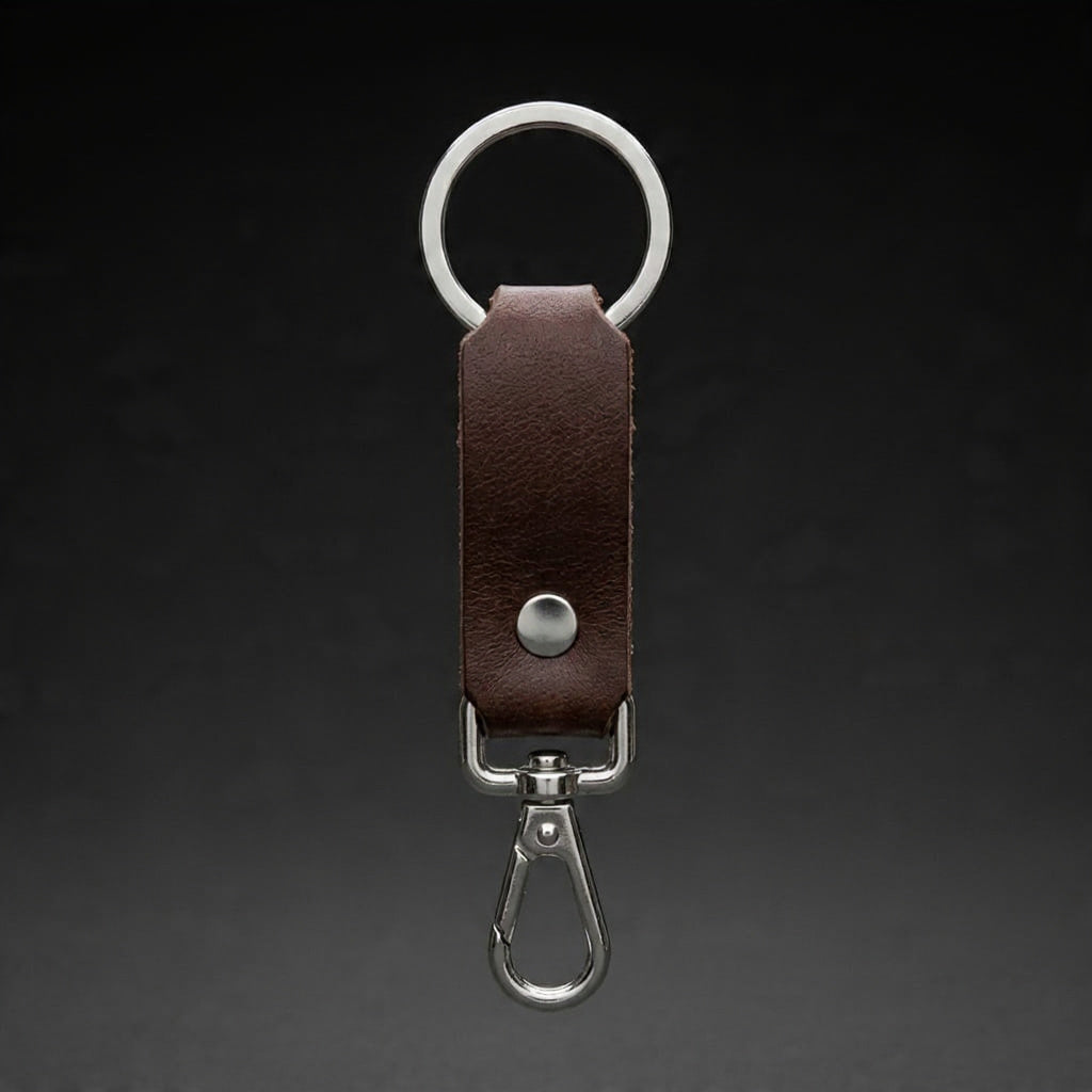 Classic Brown Leather Keychain Strap – Premium Car Key Organizer