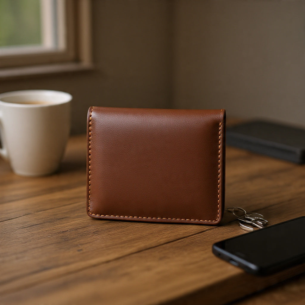 Compact Brown Mini Wallet – Slim Leather Card Holder for Everyday Carry