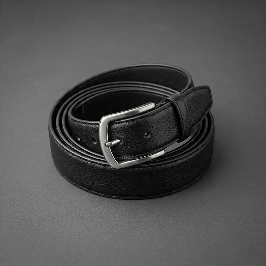Signature Leather Belt – Classic Buckle Everyday Essential | Black