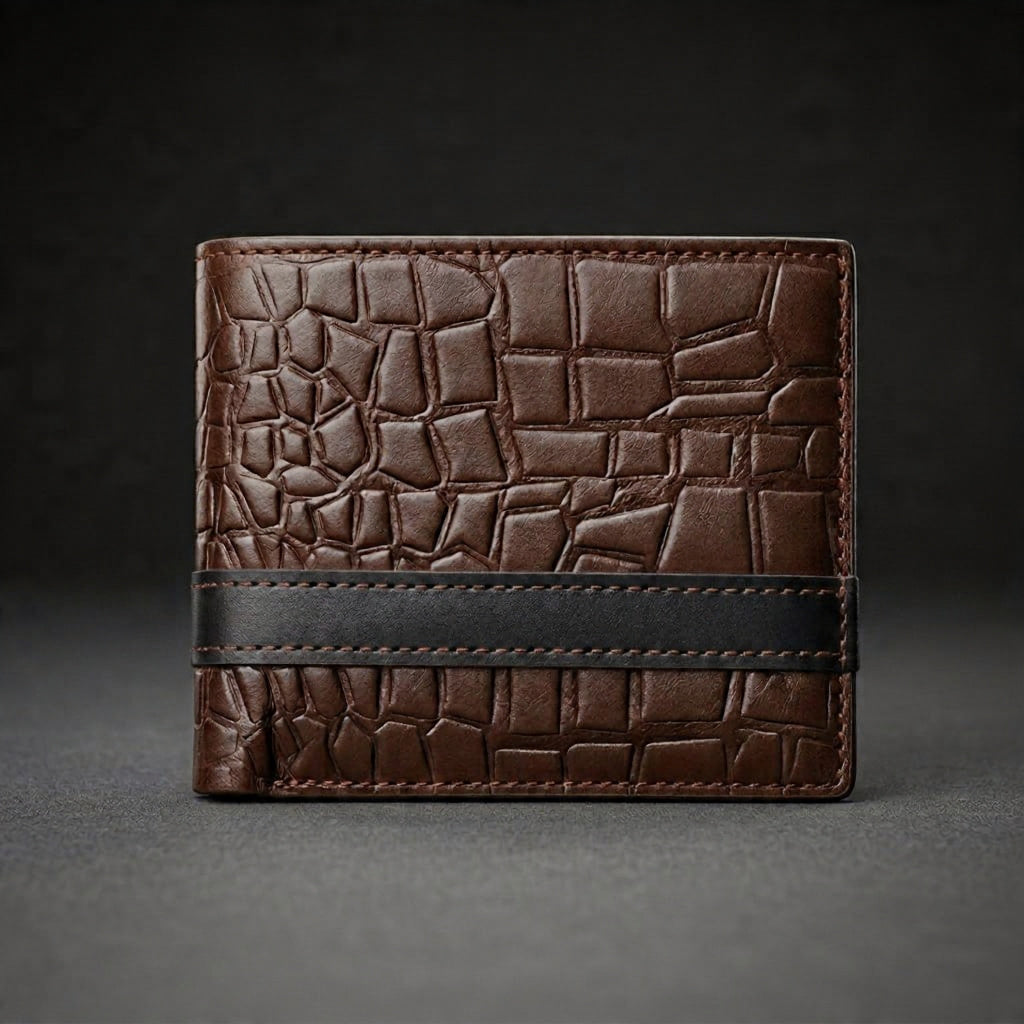 Textured Brown Leather Wallet – Premium Bifold Everyday Carry Wallet