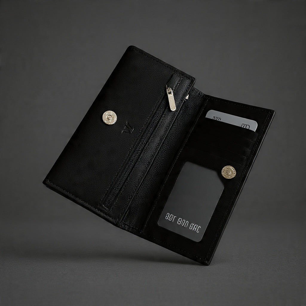 Genuine Leather Long Wallet for Men – Premium Bifold Design