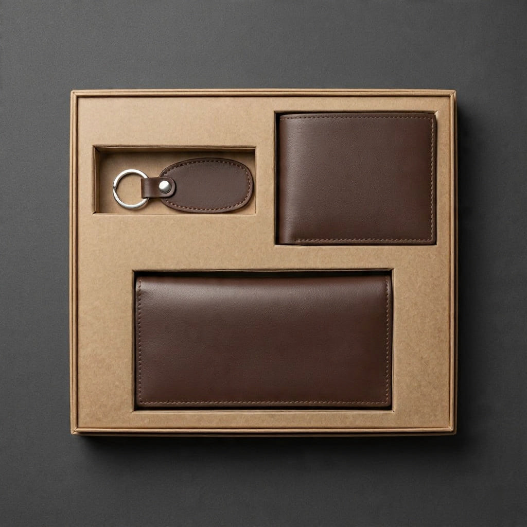Premium Gift Box Set – Wallet, Long Wallet & Keychain Combo for Everyday Essentials