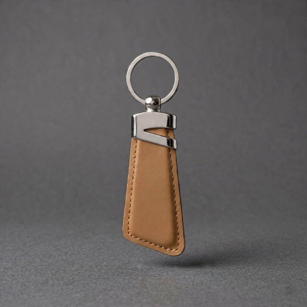 Premium Leather Keychain for Men – Tan Leather Key Ring Holder