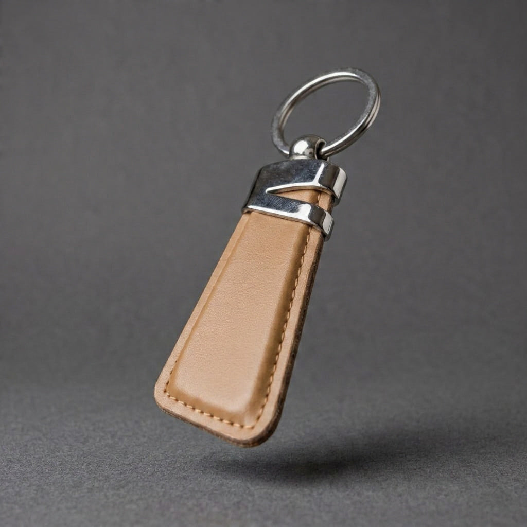 Premium Leather Keychain for Men – Tan Leather Key Ring Holder