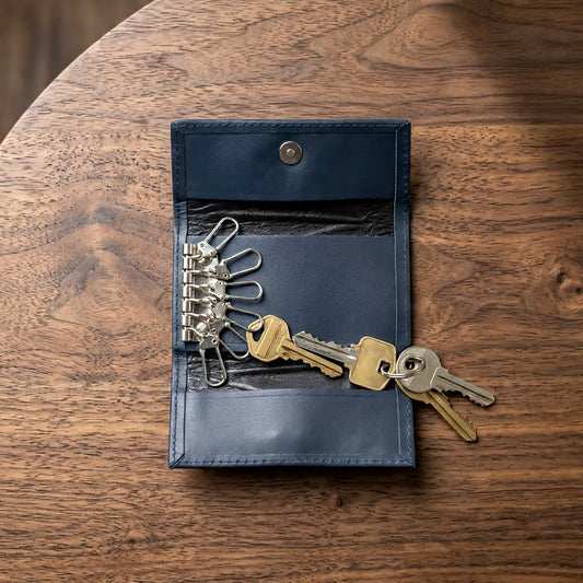 Premium Leather Key Holder – Compact Multi Hook Key Organizer Case