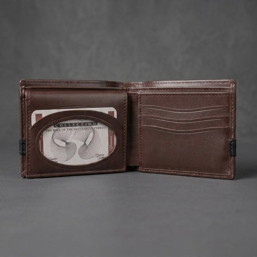 Textured Brown Leather Wallet – Premium Bifold Everyday Carry Wallet